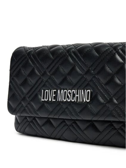 Love Moschino Love Moschino Kadın Logolu Kapitoneli Zincir Detaylı Siyah1 Omuz Çantası JC4097PP1MLA0-00B
