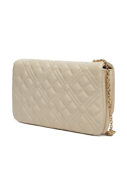 Love Moschino Love Moschino Kadın Logolu Kapitoneli Zincir Detaylı Bej Omuz Çantası JC4097PP1MLA0-110