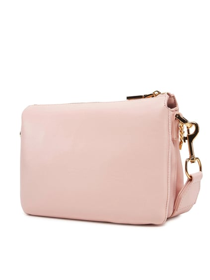 Love Moschino Love Moschino Kadın Marka Yazısı İle Süslü Zincir Detayı Deri İki Bölmeli Pembe Omuz Çantası JC4072PP1ML13-60A