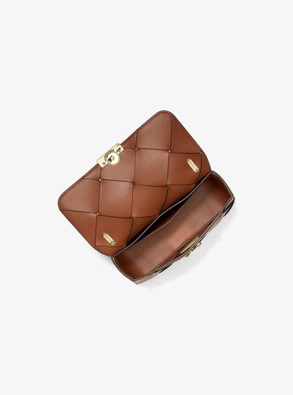 Michael Kors Michael Kors Kadın %100 Deri Kapitone Desenli Gold Metalik Kapamalı Zincir Omuz Askılı Kahverengi Omuz Çantası 30S5G2RL5L-LUGGAGE