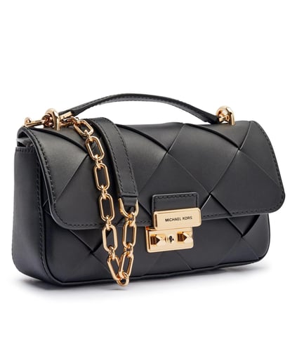 Michael Kors Michael Kors Kadın %100 Deri Kapitone Desenli Gold Metalik Kapamalı Zincir Omuz Askılı Siyah Omuz Çantası 30S5G2RL5L-BLACK