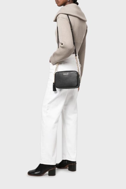 Michael Kors Michael Kors Kadın %100 Deri Ayarlanabilir Omuz Askılı Logo Kabartmalı Siyah Omuz Çantası 32F7GGNM8L-BLACK