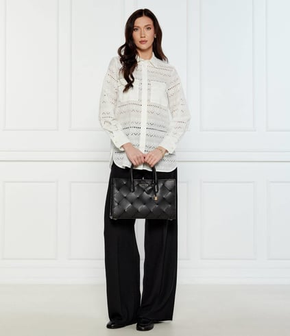 Michael Kors Michael Kors Kadın Baklava Dilim Geniş Deri Kemerli Ayarlanabilir Kayış Siyah Omuz Çantası 30S5GETS2L-BLACK