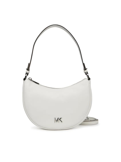 Michael Kors Michael Kors Kadın Çıkarılabilir ve Ayarlanabilir Omuz Askılı Fermuar Kapamalı Metalik Logo Kabartmalı Deri Beyaz Omuz Çantası 32S5S8QU1L-OPTICWHITE