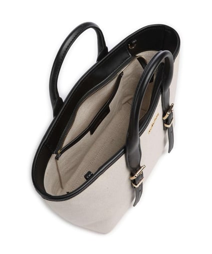 Michael Kors Michael Kors Kadın Çıkarılabilir ve Ayarlanabilir Omuz Askılı Ekstra İç Bölmeli Metalik Logo Kabartmalı Bej-Siyah Omuz Çantası 30S5G9OS1C-BLACK