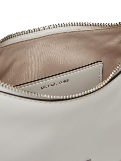 Michael Kors Michael Kors Kadın Çıkarılabilir ve Ayarlanabilir Omuz Askılı Fermuar Kapamalı Metalik Logo Kabartmalı Deri Beyaz Omuz Çantası 32S5S8QU1L-OPTICWHITE