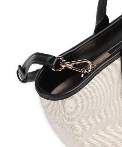 Michael Kors Michael Kors Kadın Çıkarılabilir ve Ayarlanabilir Omuz Askılı Ekstra İç Bölmeli Metalik Logo Kabartmalı Bej-Siyah Omuz Çantası 30S5G9OS1C-BLACK