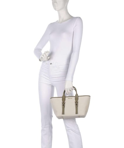 Michael Kors Michael Kors Kadın Çıkarılabilir ve Ayarlanabilir Omuz Askılı Ekstra İç Bölmeli Metalik Logo Kabartmalı Bej-Yeşil Omuz Çantası 30S5G9OS1C-SFRIGREEN