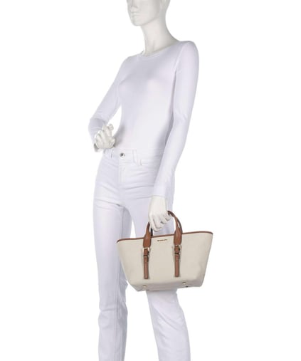 Michael Kors Michael Kors Kadın Çıkarılabilir ve Ayarlanabilir Omuz Askılı Ekstra İç Bölmeli Metalik Logo Kabartmalı Bej-Kahverengi Omuz Çantası 30S5G9OS1C-LUGGAGE