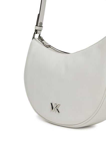 Michael Kors Michael Kors Kadın Çıkarılabilir ve Ayarlanabilir Omuz Askılı Fermuar Kapamalı Metalik Logo Kabartmalı Deri Beyaz Omuz Çantası 32S5S8QU1L-OPTICWHITE