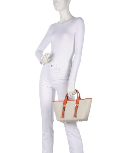 Michael Kors Michael Kors Kadın Çıkarılabilir ve Ayarlanabilir Omuz Askılı Ekstra İç Bölmeli Metalik Logo Kabartmalı Bej-Turuncu Omuz Çantası 30S5G9OS1C-ORNGPNCH