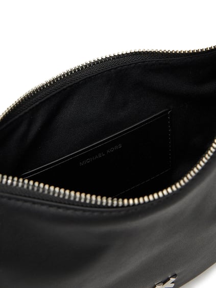 Michael Kors Michael Kors Kadın Çıkarılabilir ve Ayarlanabilir Omuz Askılı Fermuar Kapamalı Metalik Logo Kabartmalı Deri Siyah Omuz Çantası 32S5S8QU1L-BLACK