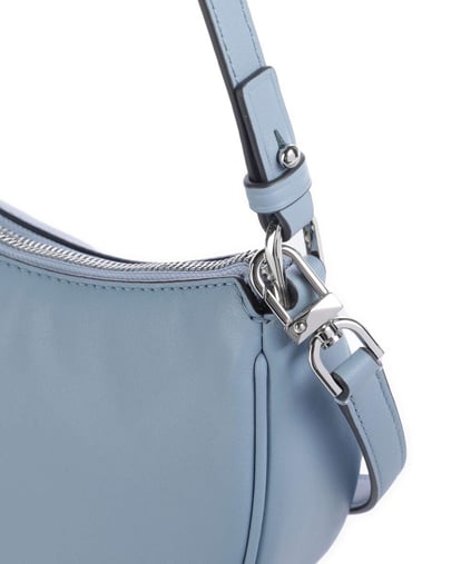 Michael Kors Michael Kors Kadın Çıkarılabilir ve Ayarlanabilir Omuz Askılı Fermuar Kapamalı Metalik Logo Kabartmalı Deri Mavi Omuz Çantası 32S5S8QU1L-CHAMBRAY