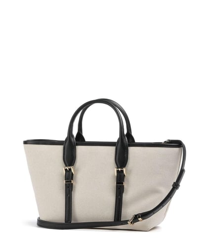 Michael Kors Michael Kors Kadın Çıkarılabilir ve Ayarlanabilir Omuz Askılı Ekstra İç Bölmeli Metalik Logo Kabartmalı Bej-Siyah Omuz Çantası 30S5G9OS1C-BLACK