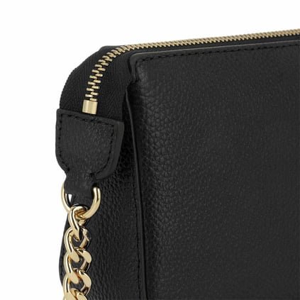 Michael Kors Michael Kors Kadın Deri Fermuar Kapama Zincir Askı Siyah Omuz Çantası 32F7GFDW6L-BLACK