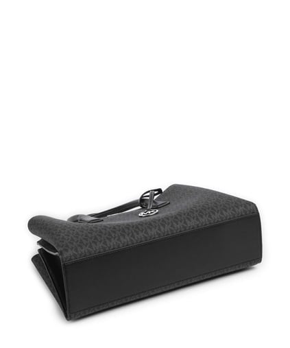 Michael Kors Michael Kors Kadın Deri MK Yazı Desen Kısa Kulp Geniş Siyah Omuz Çantası 30S5S9RS3V-BLACK