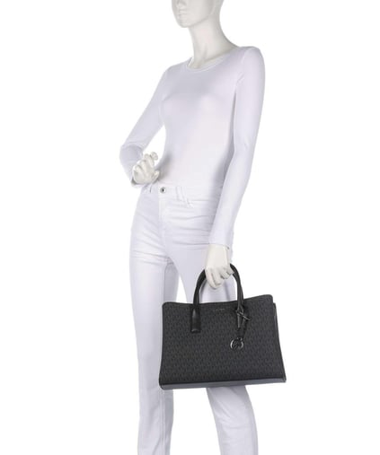 Michael Kors Michael Kors Kadın Deri MK Yazı Desen Kısa Kulp Geniş Siyah Omuz Çantası 30S5S9RS3V-BLACK