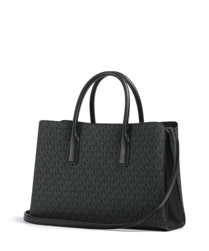 Michael Kors Michael Kors Kadın Deri MK Yazı Desen Kısa Kulp Geniş Siyah Omuz Çantası 30S5S9RS3V-BLACK