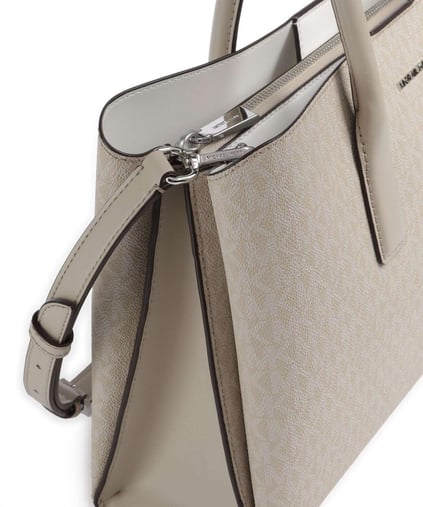 Michael Kors Michael Kors Kadın Deri MK Yazı Desen Kısa Kulp Geniş Bej Omuz Çantası 30S5S9RS3V-LIGHTSAND