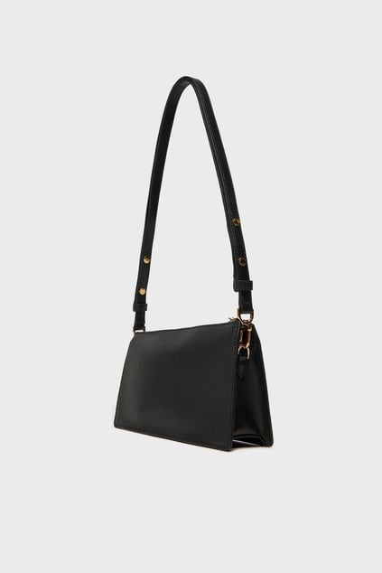 Michael Kors Michael Kors Kadın Deri MK Yazı Tokalı Fermuar Kapama Siyah Omuz Çantası 32H3G8EC7L-BLACK
