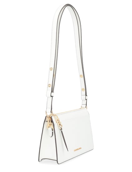 Michael Kors Michael Kors Kadın Deri MK Yazı Tokalı Fermuar Kapama Beyaz Omuz Çantası 32H3G8EC7L-OPTICWHITE