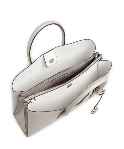 Michael Kors Michael Kors Kadın Deri MK Yazı Desen Kısa Kulp Geniş Bej Omuz Çantası 30S5S9RS3V-LIGHTSAND