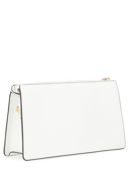 Michael Kors Michael Kors Kadın Deri MK Yazı Tokalı Fermuar Kapama Beyaz Omuz Çantası 32H3G8EC7L-OPTICWHITE