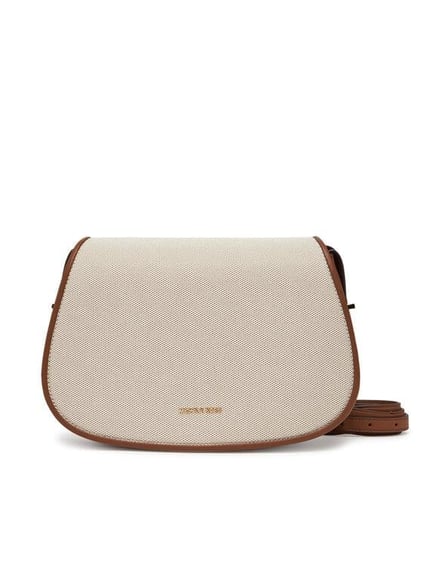Michael Kors Michael Kors Kadın Dokuma Kumaş Kenarları Deri Ayarlanabilir Askı Kahverengi Omuz Çantası 30S5GL0M2C-LUGGAGE