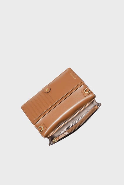 Michael Kors Michael Kors Kadın Metalik Kabartmalı Logo Desenli Kart Bölmeli Çıtçıt Kapamalı Fermuar Cepli %100 Deri Bej Omuz Çantası 32S1GT9C2B-VNLSFTPNK