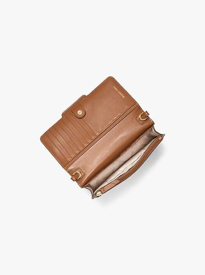 Michael Kors Michael Kors Kadın MK Yazılı Metal Toka Kapama Deri Zincir Askı Kahverengi Omuz Çantası 32F2G7HC1B-BRNACORN