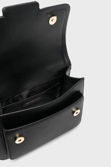 Michael Kors Michael Kors Kadın MK Yazılı Metal Toka Kapama Deri Zincir Askı Siyah Omuz Çantası 30S2G7HL3L-BLACK