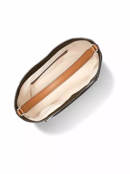 Michael Kors Michael Kors Kadın MK Yazılı Geniş Fermuar Kapama Deri Kahverengi Omuz Çantası 30S5G9XH3O-BRNACORN