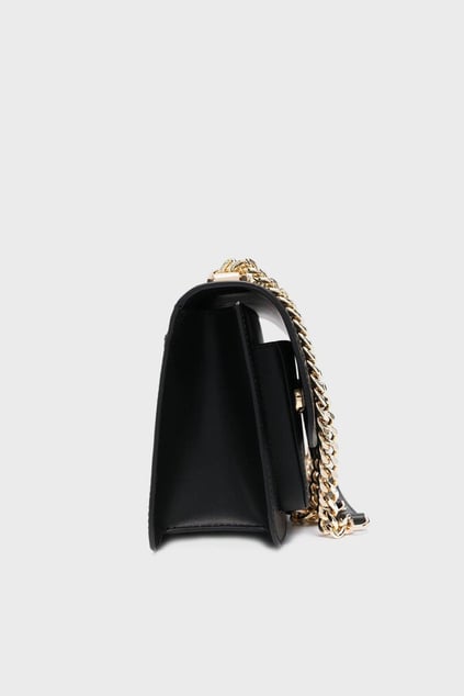 Michael Kors Michael Kors Kadın MK Yazılı Metal Toka Kapama Deri Zincir Askı Siyah Omuz Çantası 30S2G7HL3L-BLACK
