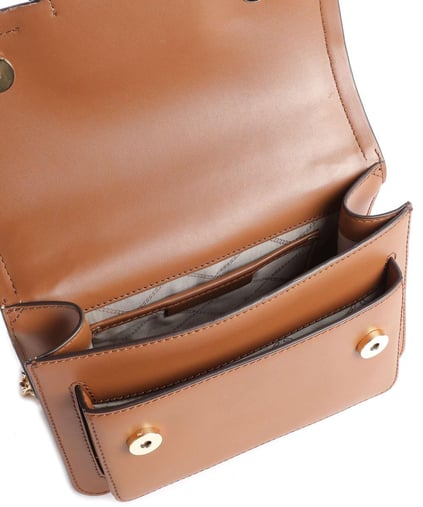Michael Kors Michael Kors Kadın MK Yazılı Metal Toka Kapama Deri Zincir Askı Taba Omuz Çantası 30S2G7HL3L-LUGGAGE