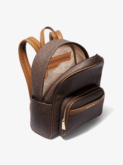 Michael Kors Michael Kors Kadın MK Yazı Desen Ön Küçük Fermuarlı Bölüm Ayarlanabilir Askı Deri Kahverengi Sırt Çantası 30S4G8XB2B-BRNACORN