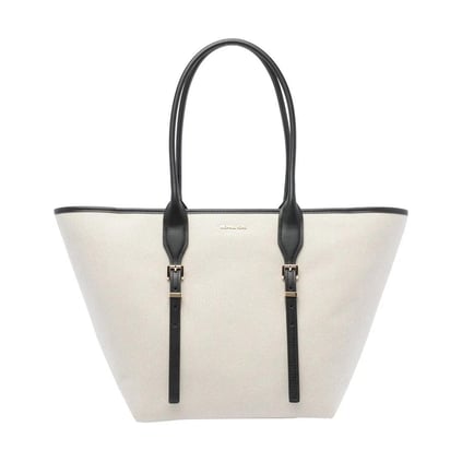 Michael Kors Michael Kors Kadın Pamuklu Kanvas Tote Deri Sap Siyah Omuz Çantası 30S5G9OT7C-BLACK