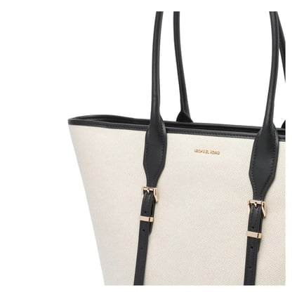 Michael Kors Michael Kors Kadın Pamuklu Kanvas Tote Deri Sap Siyah Omuz Çantası 30S5G9OT7C-BLACK