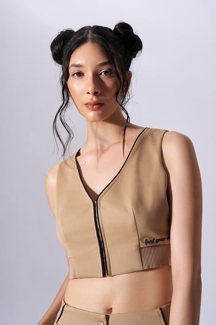 Naar Naar Kadın Baskılı Slim Fit Bej Büstiyer NAAR91309-CAMEL
