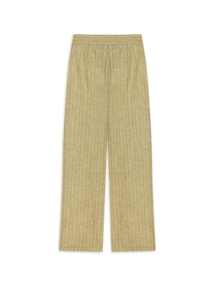 Nocturne Nocturne Kadın Rahat Kalıp Çizgi Desenli Bol Paça Sarı Pantolon N25YN3363-VARYANT