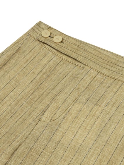 Nocturne Nocturne Kadın Rahat Kalıp Çizgi Desenli Bol Paça Sarı Pantolon N25YN3363-VARYANT