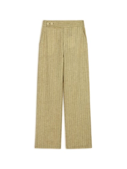 Nocturne Nocturne Kadın Rahat Kalıp Çizgi Desenli Bol Paça Sarı Pantolon N25YN3363-VARYANT