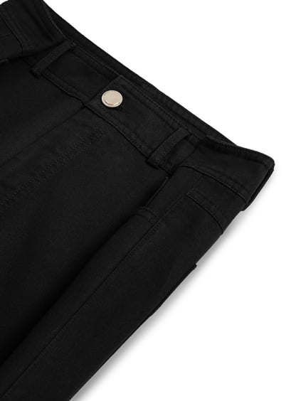 Nocturune Nocturune Kadın Çentik Yaka Kolsuz Beli Pile Detaylı Siyah Pantolon N25YN3371-SİYAH
