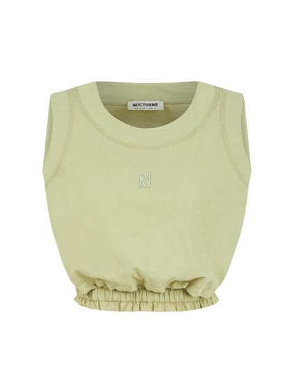 Nocturune Nocturune Kadın Regular Fit Yuvarlak Yaka Kolsuz Crop Yeşil T-Shirt N25YN15180-Y.YEŞİL