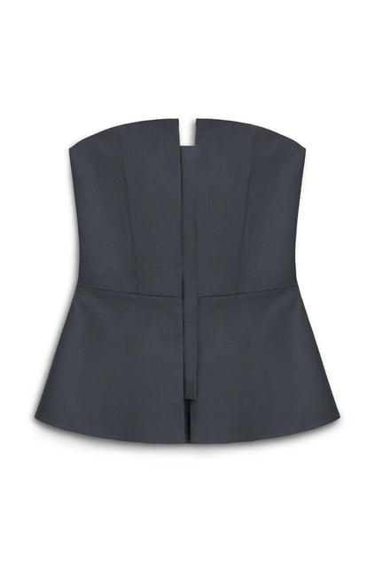 Nocturune Nocturune Kadın Straplez Yaka Kolsuz Dar Kalıp Antrasit Crop N25YN15197-ANTRASİT