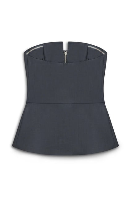 Nocturune Nocturune Kadın Straplez Yaka Kolsuz Dar Kalıp Antrasit Crop N25YN15197-ANTRASİT
