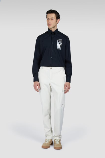 Paul Shark Paul Shark Erkek %100 Pamuklu Regular Fit Göğüste Logo Desenli Uzun Kollu Siyah Gömlek 25413532-011