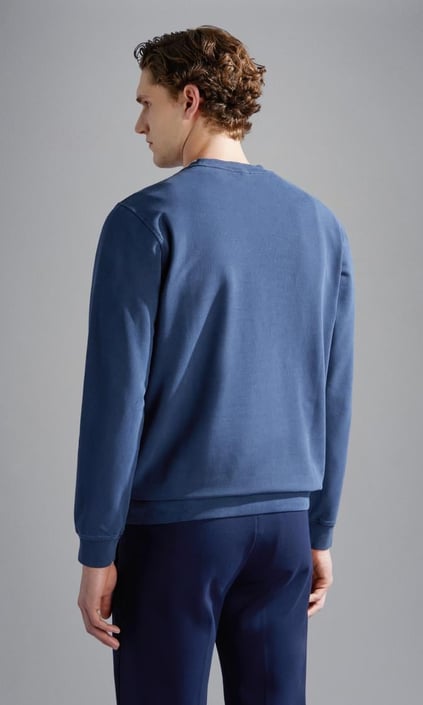 Paul Shark Paul Shark Erkek Bisiklet Yaka Regular Fit Baskılı Pamuklu Uzun Kollu Mavi Sweatshirt 14311858-050