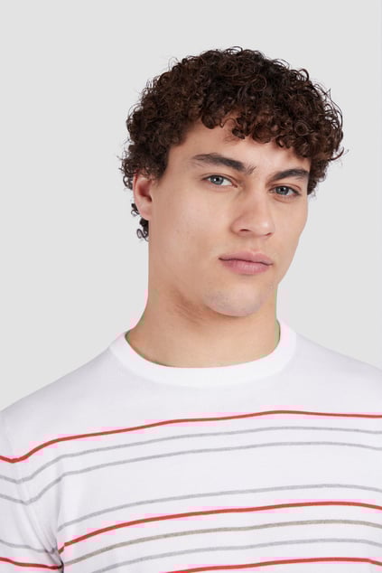Paul Shark Paul Shark Erkek Bisiklet Yaka Kısa Kol Renkli Çizgi Desen Çok Renkli T-Shirt 25411532-162