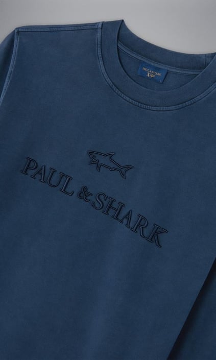 Paul Shark Paul Shark Erkek Bisiklet Yaka Regular Fit Baskılı Pamuklu Uzun Kollu Mavi Sweatshirt 14311858-050