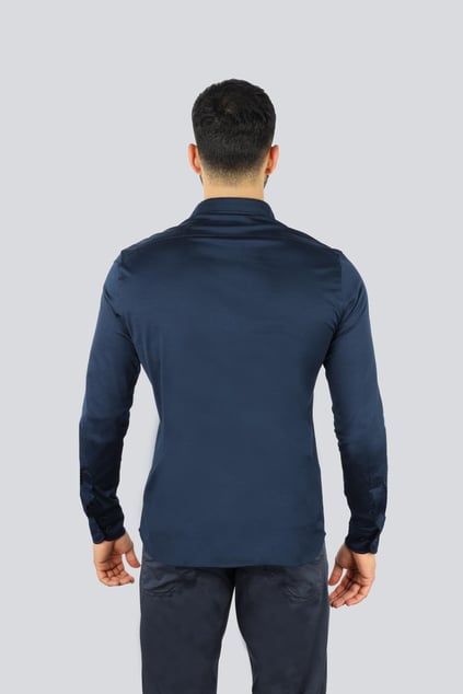 Paul Shark Paul Shark Erkek Dokuma Kumaş Slim Fit Uzun Kollu Lacivert Gömlek 25413156CF-013